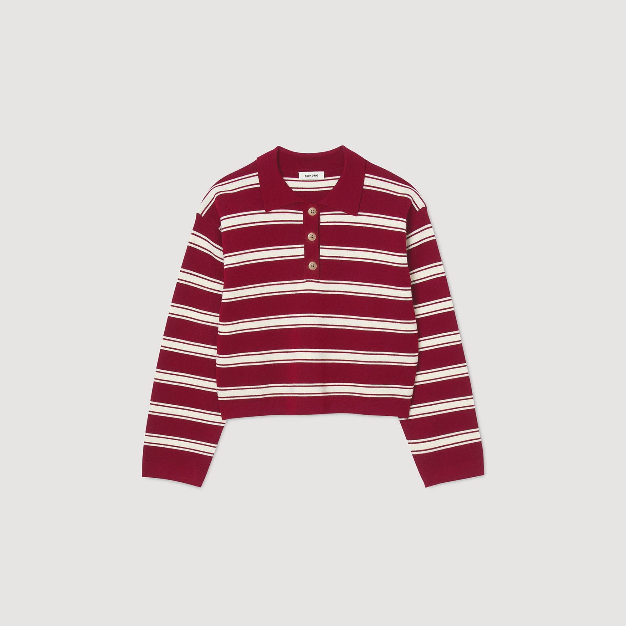 Sandro / Striped polo sweater Bordeaux