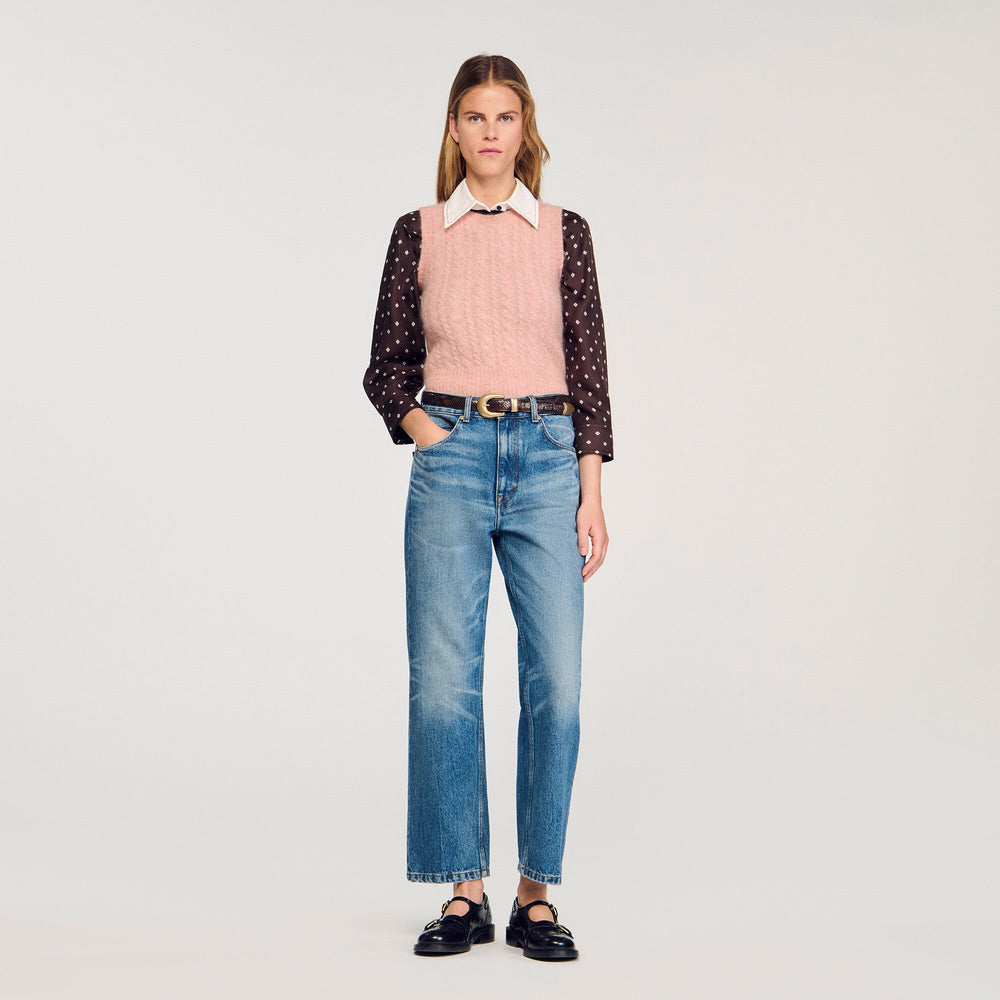 Sandro / Twisted sleeveless sweater Poudre Pink