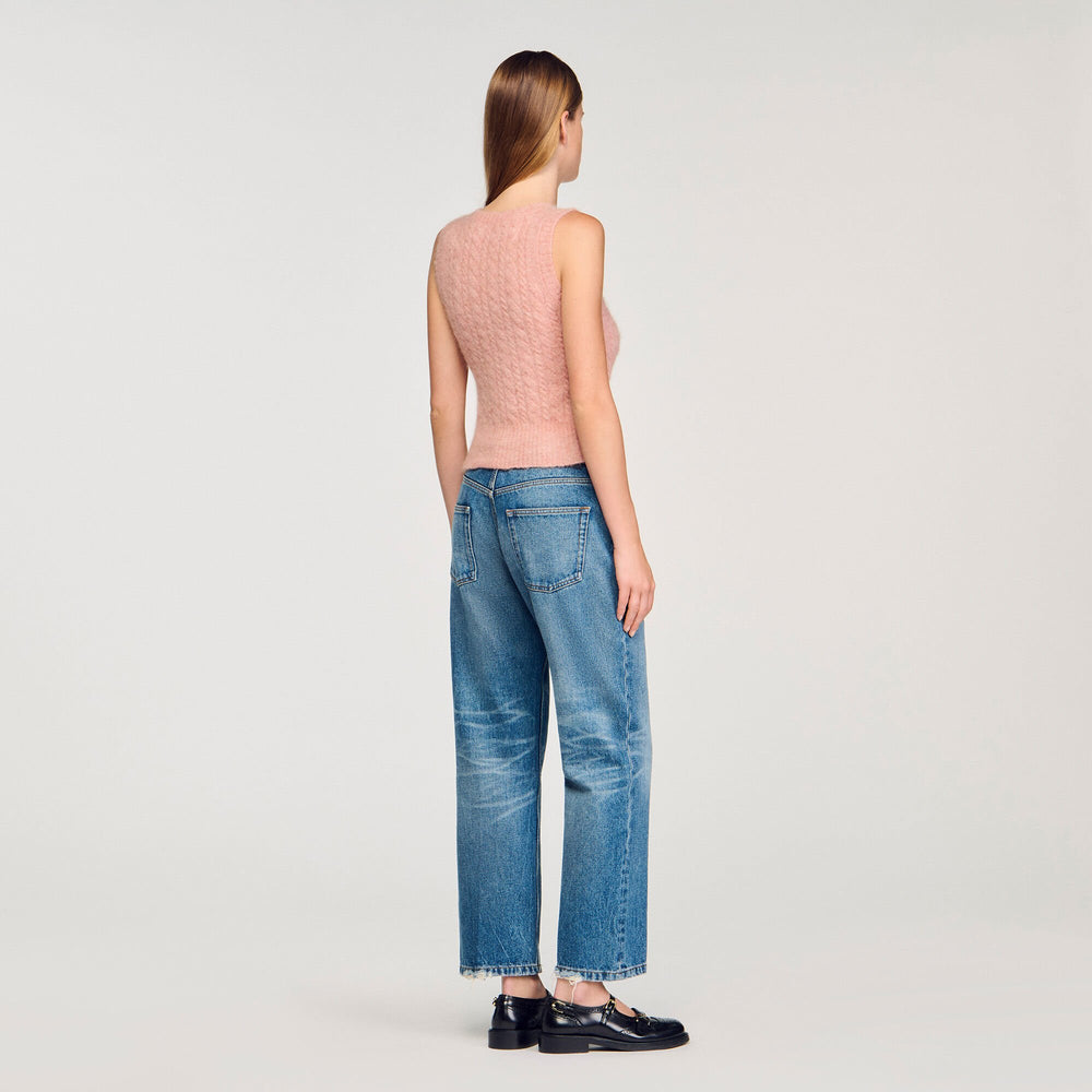 Sandro / Twisted sleeveless sweater Poudre Pink
