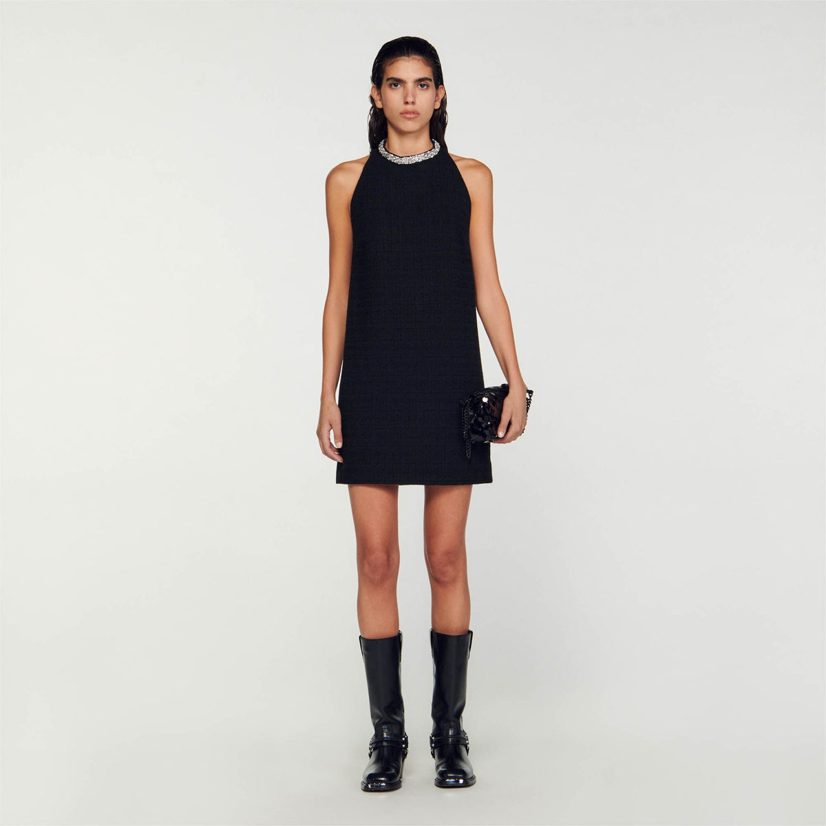 Sandro / Dress with jewellery collar Black