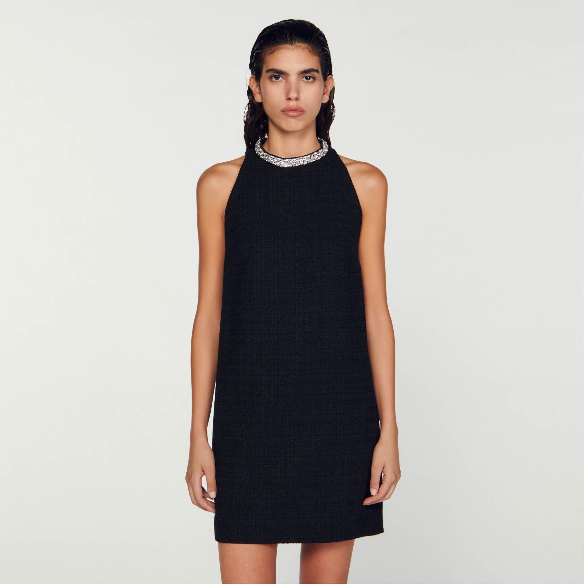 Sandro / Dress with jewellery collar Black