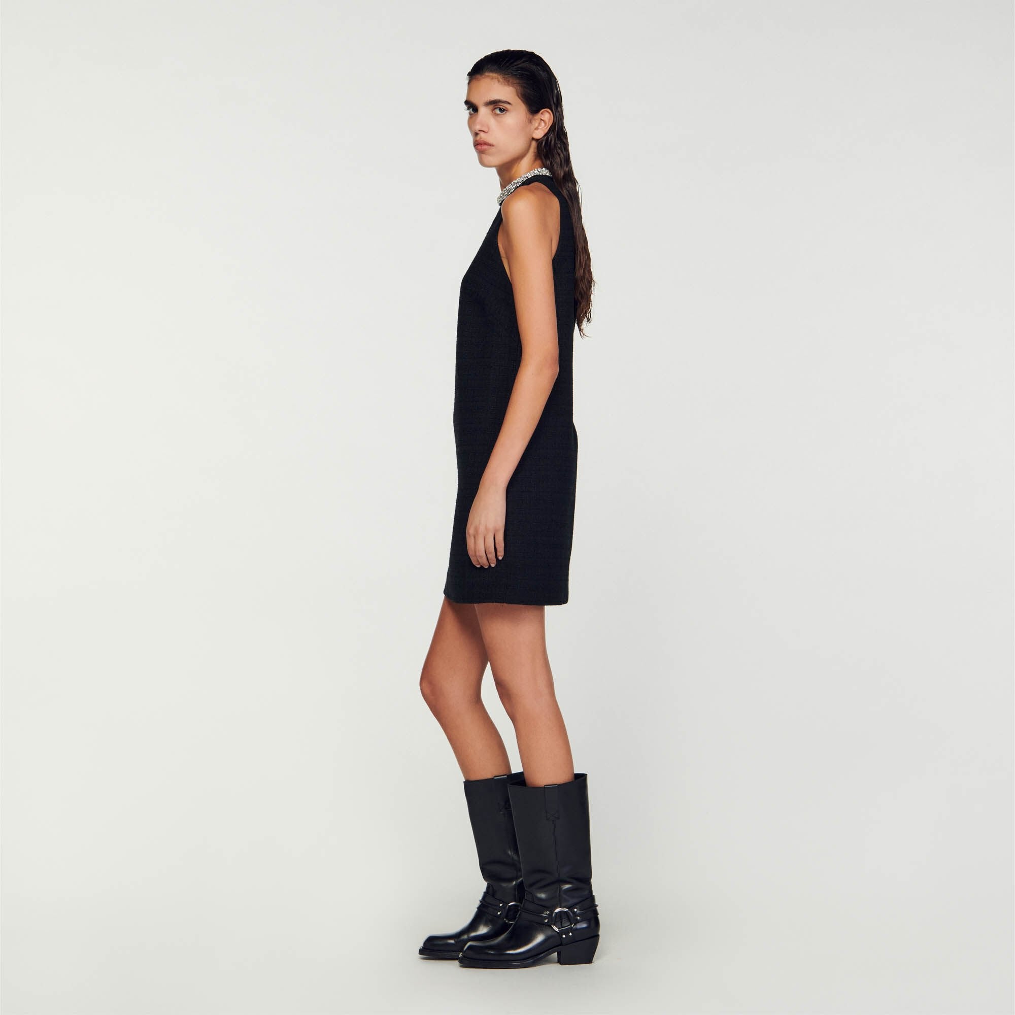 Sandro / Dress with jewellery collar Black