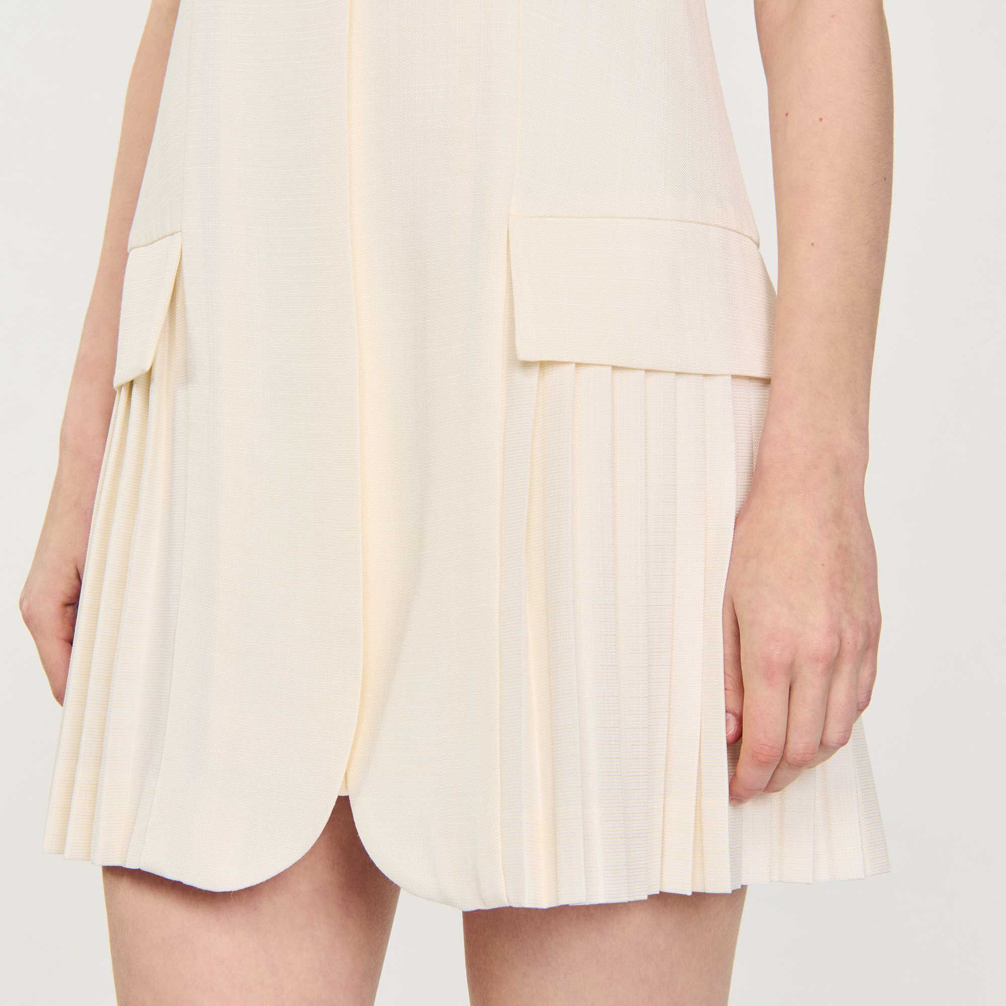 Sandro / Mini pleated suit dress Ecru