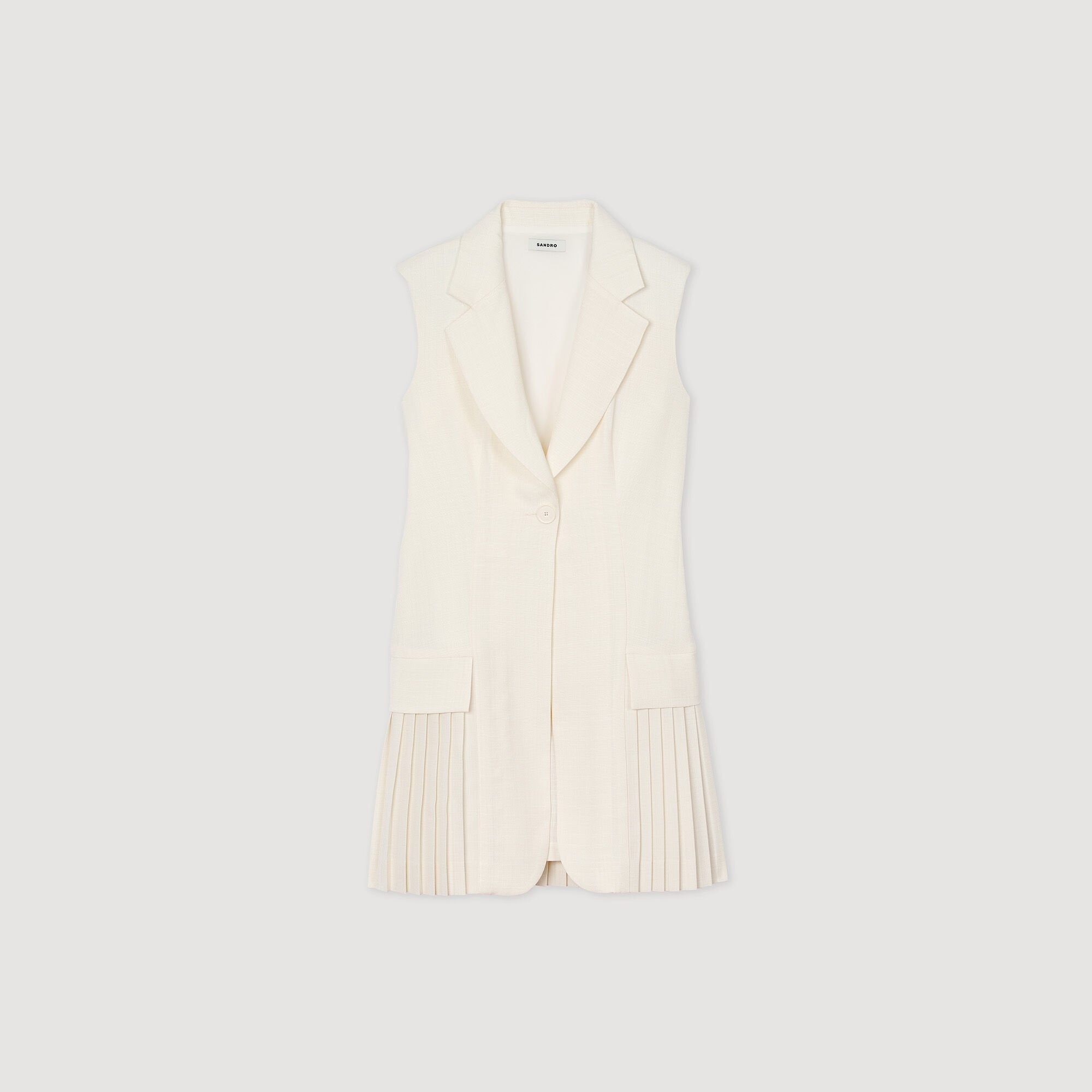 Sandro / Mini pleated suit dress Ecru