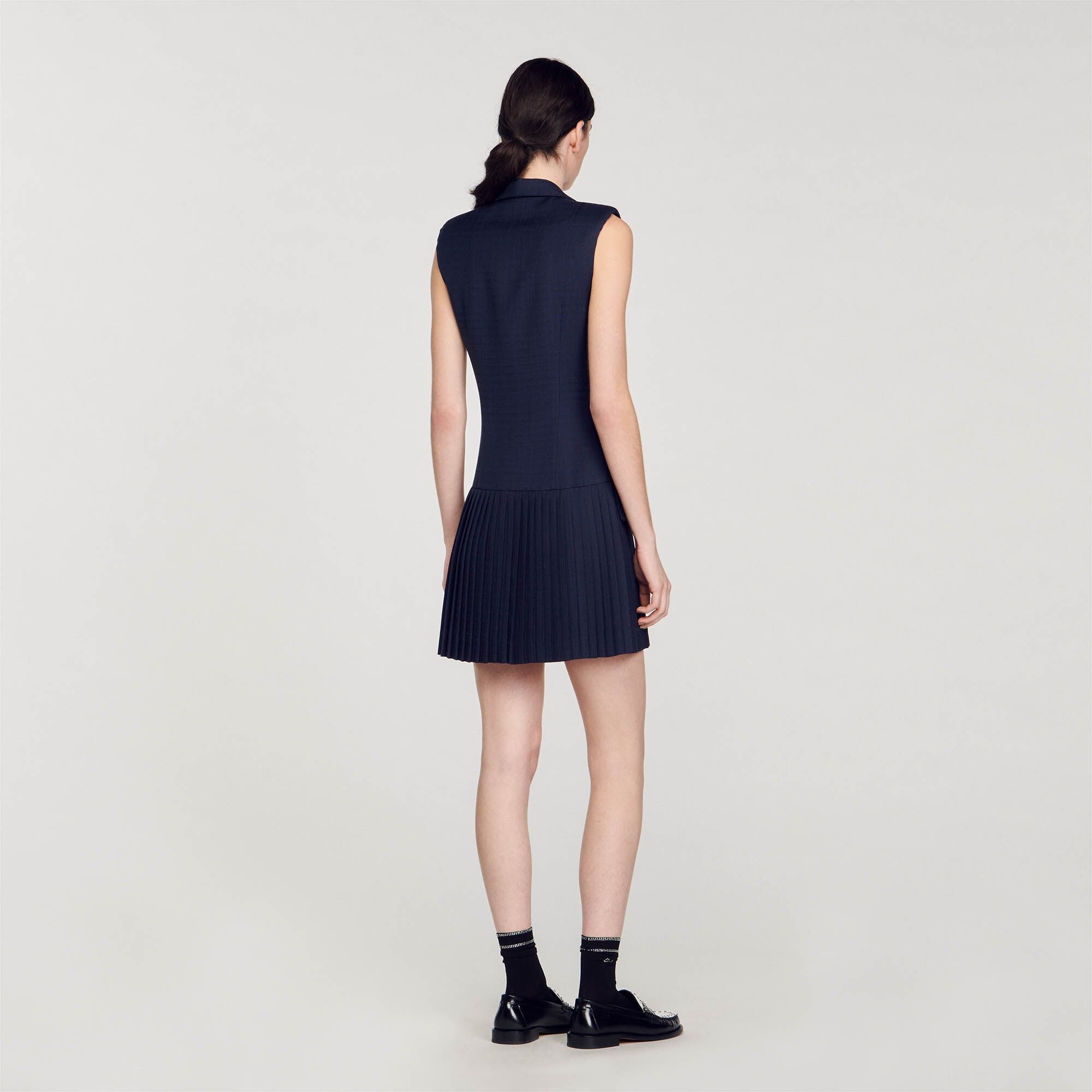 Sandro / Mini pleated suit dress Deep Blu