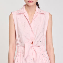 Sandro / Rhinestone tie-front maxi dress Light Pink