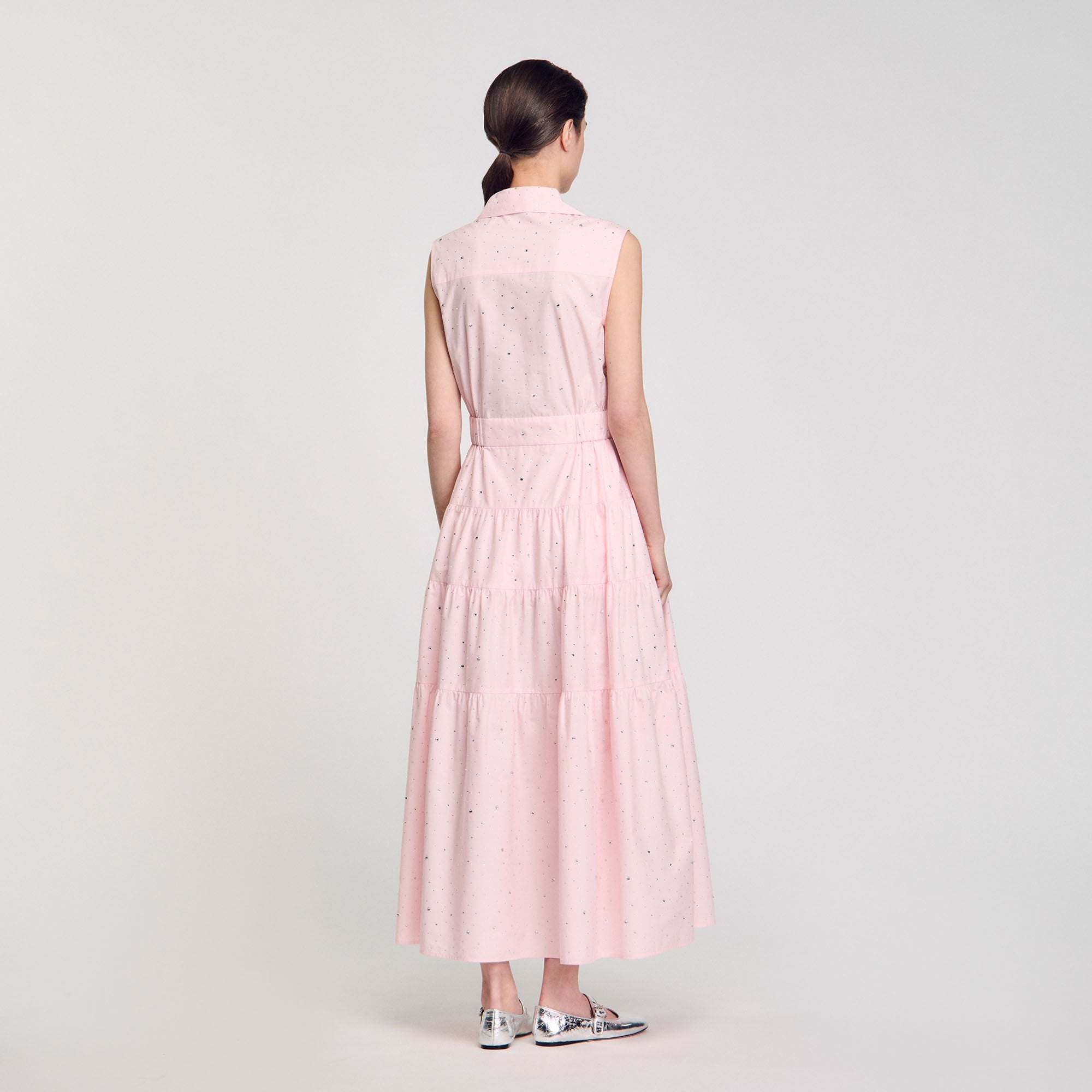 Sandro / Rhinestone tie-front maxi dress Light Pink