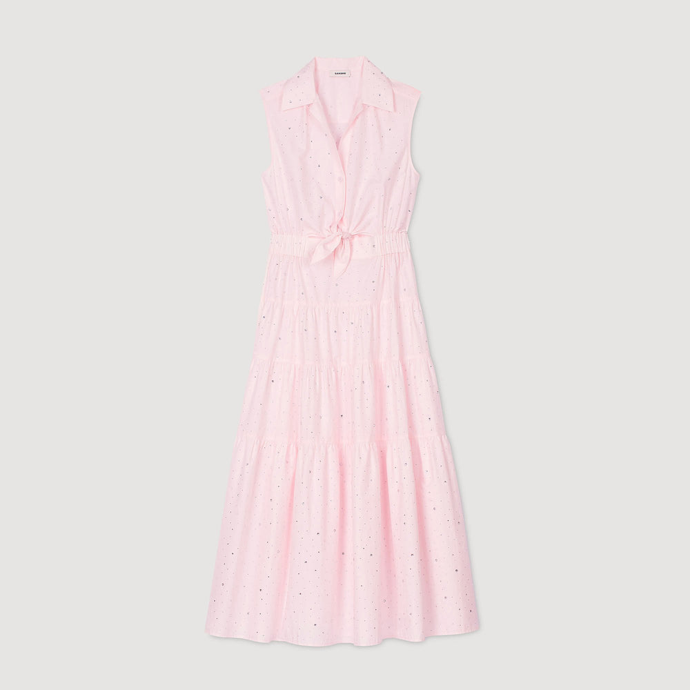 Sandro / Rhinestone tie-front maxi dress Light Pink