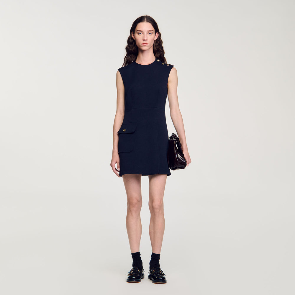 Sandro / Mini dress with buttons Navy Blue