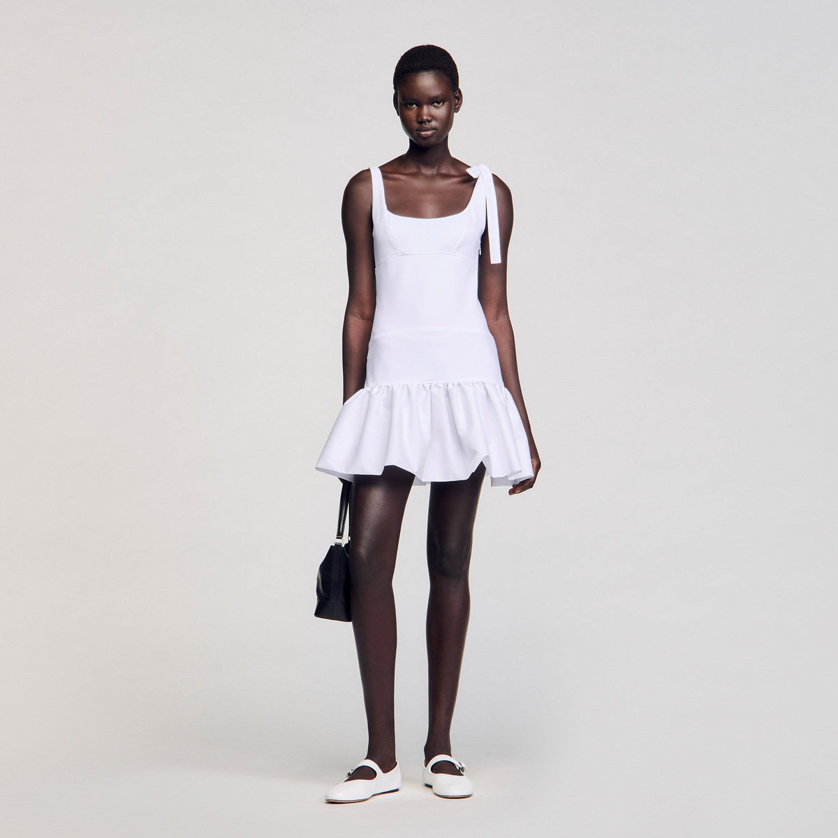 Sandro / Dual-material mini dress White