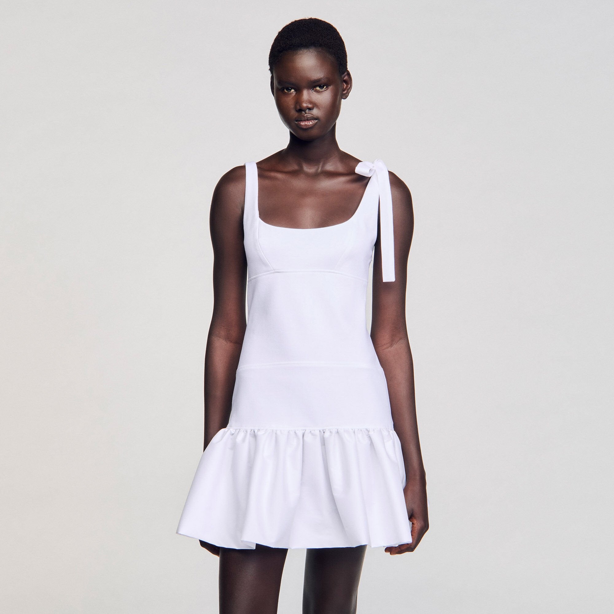 Sandro / Dual-material mini dress White