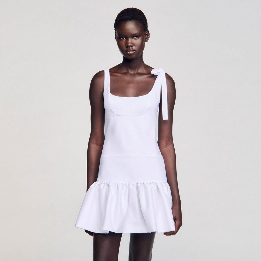 Sandro / Dual-material mini dress White