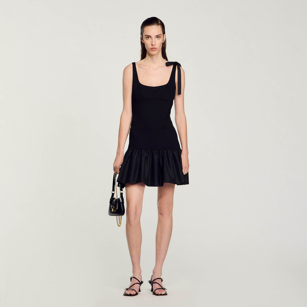 Sandro / Dual-material mini dress Black