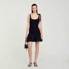 Sandro / Dual-material mini dress Black