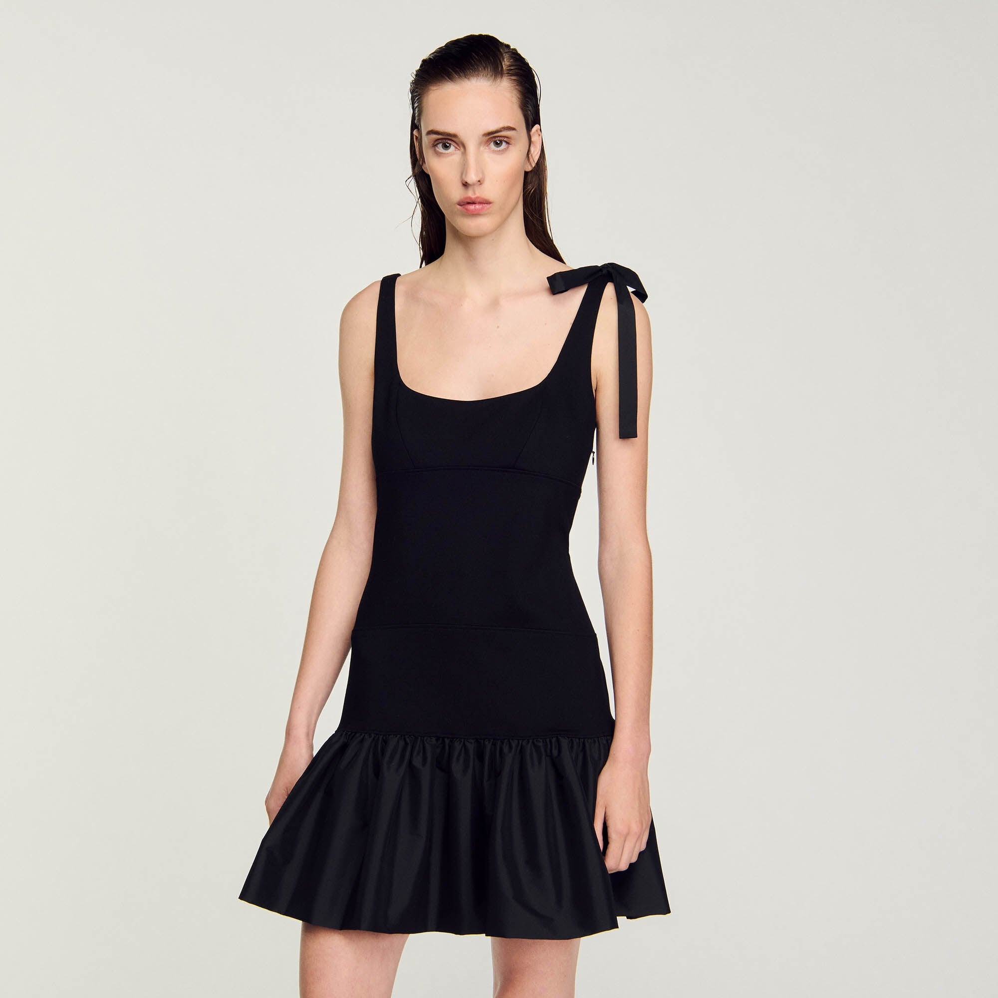 Sandro / Dual-material mini dress Black
