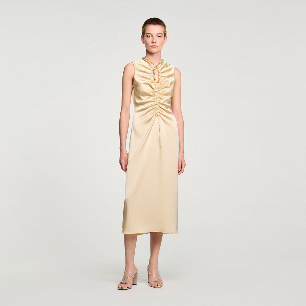 Sandro / Rhinestone midi dress Sand