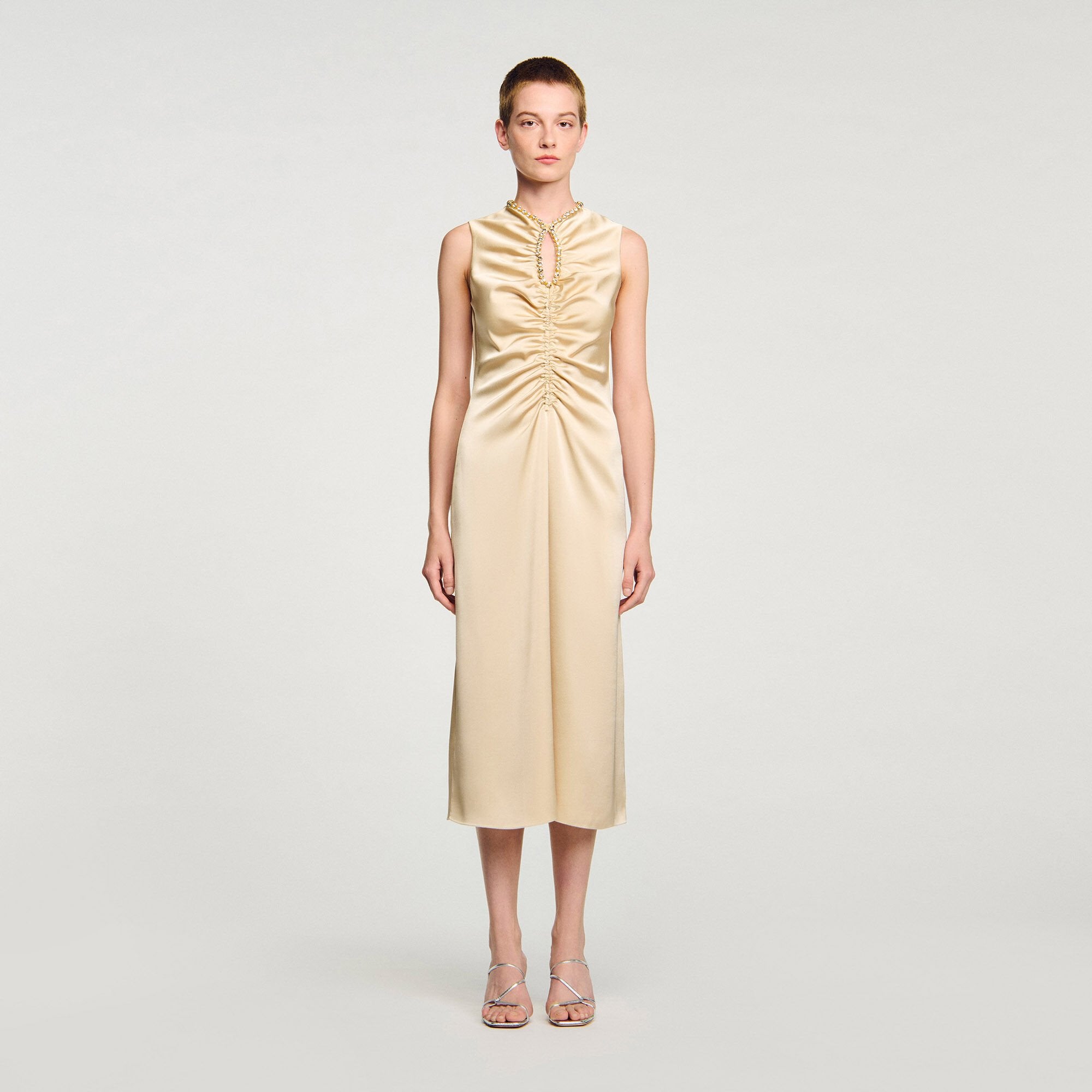 Sandro / Rhinestone midi dress Sand