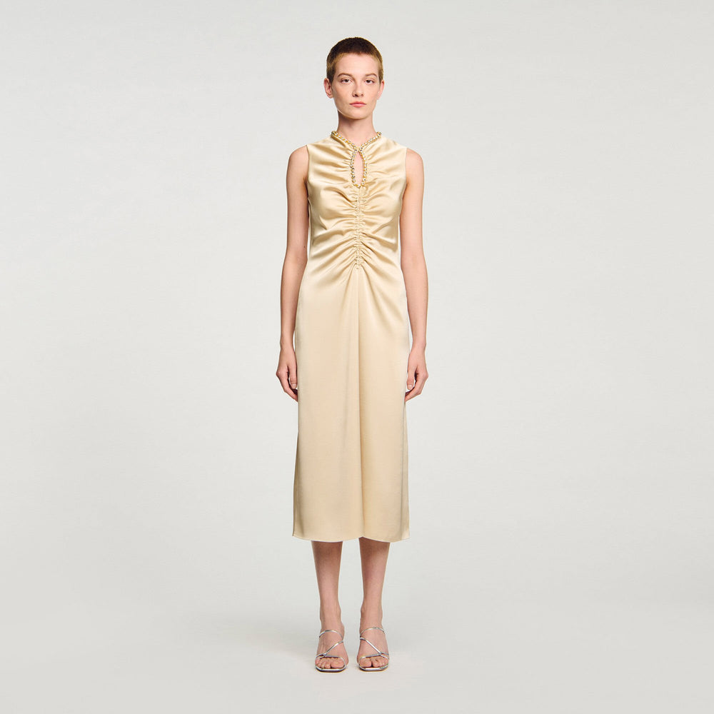 Sandro / Rhinestone midi dress Sand