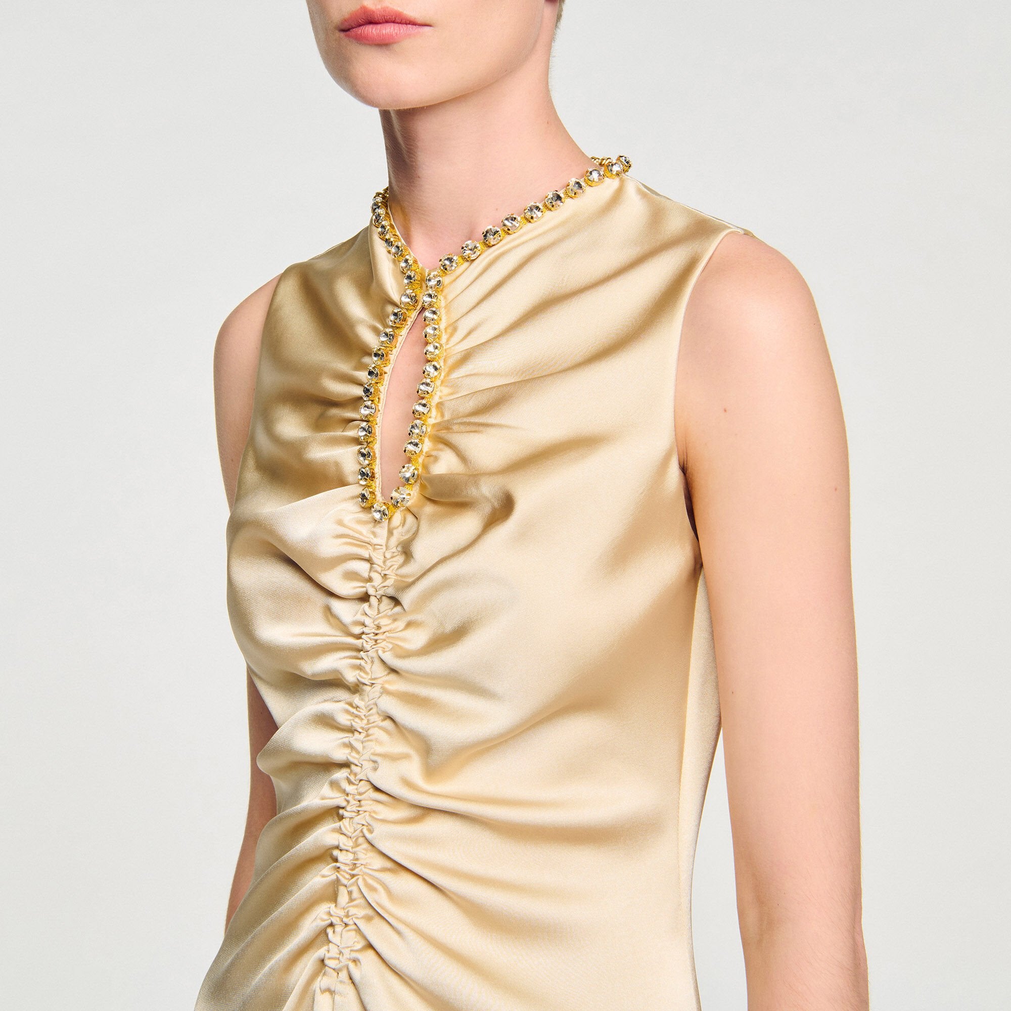 Sandro / Rhinestone midi dress Sand