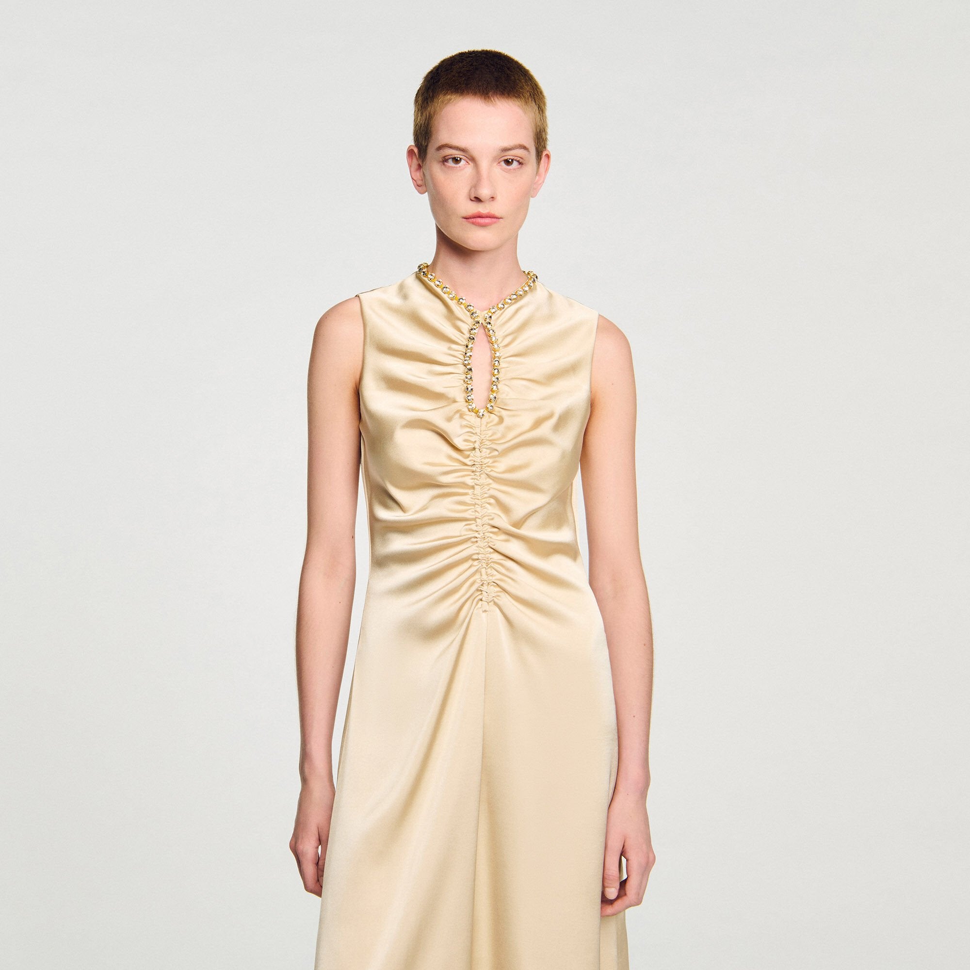 Sandro / Rhinestone midi dress Sand