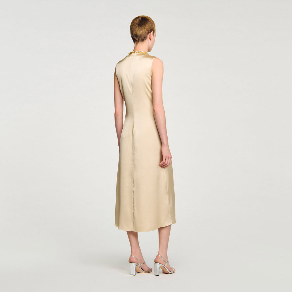 Sandro / Rhinestone midi dress Sand