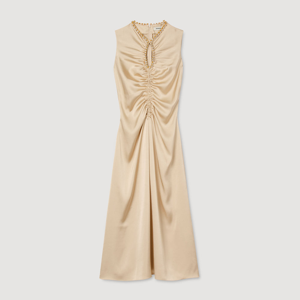 Sandro / Rhinestone midi dress Sand