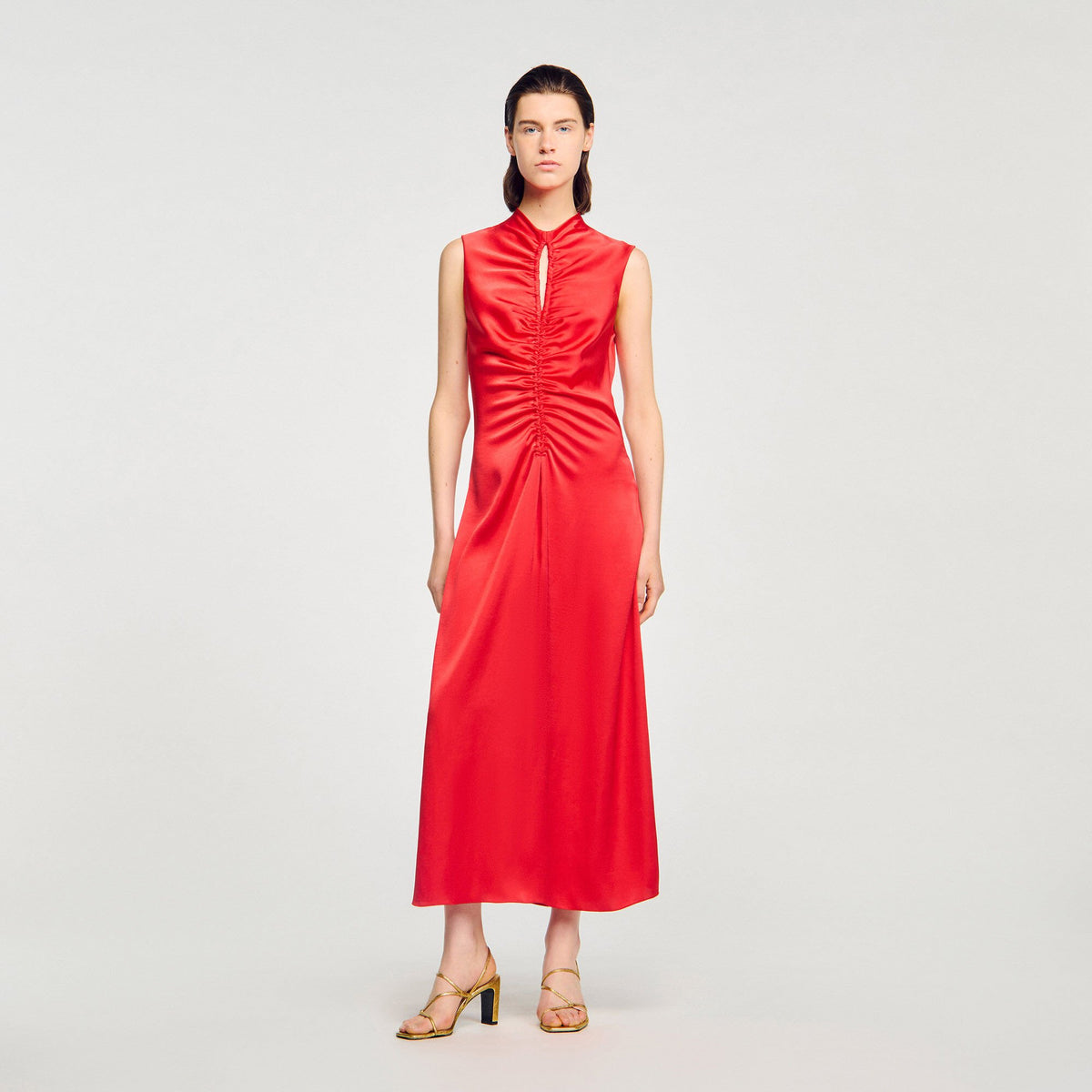 Sandro / Draped satin-effect dress Red