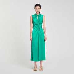 Sandro / Draped satin-effect dress Emeuraude Green