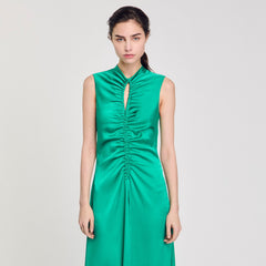 Sandro / Draped satin-effect dress Emeuraude Green