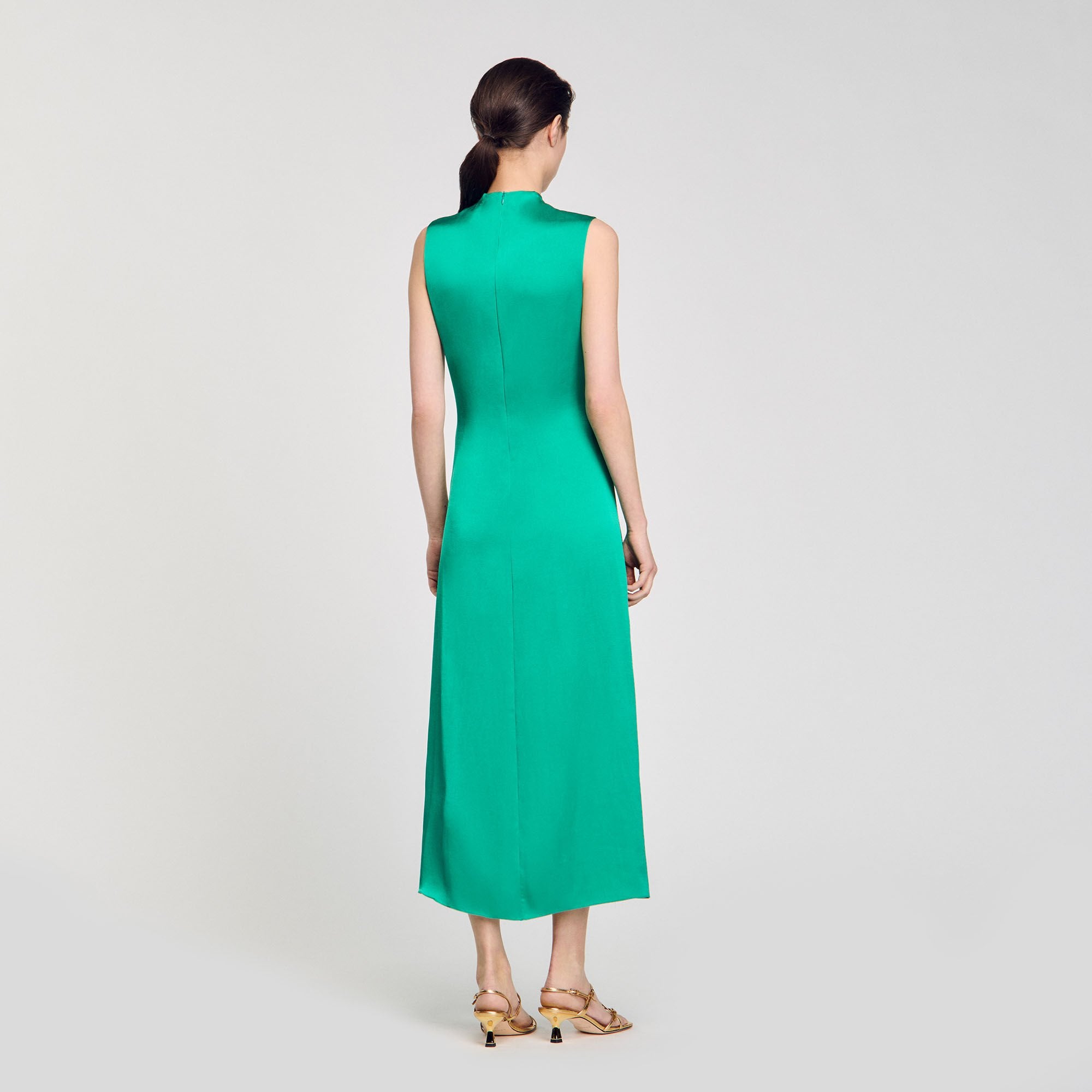 Sandro / Draped satin-effect dress Emeuraude Green