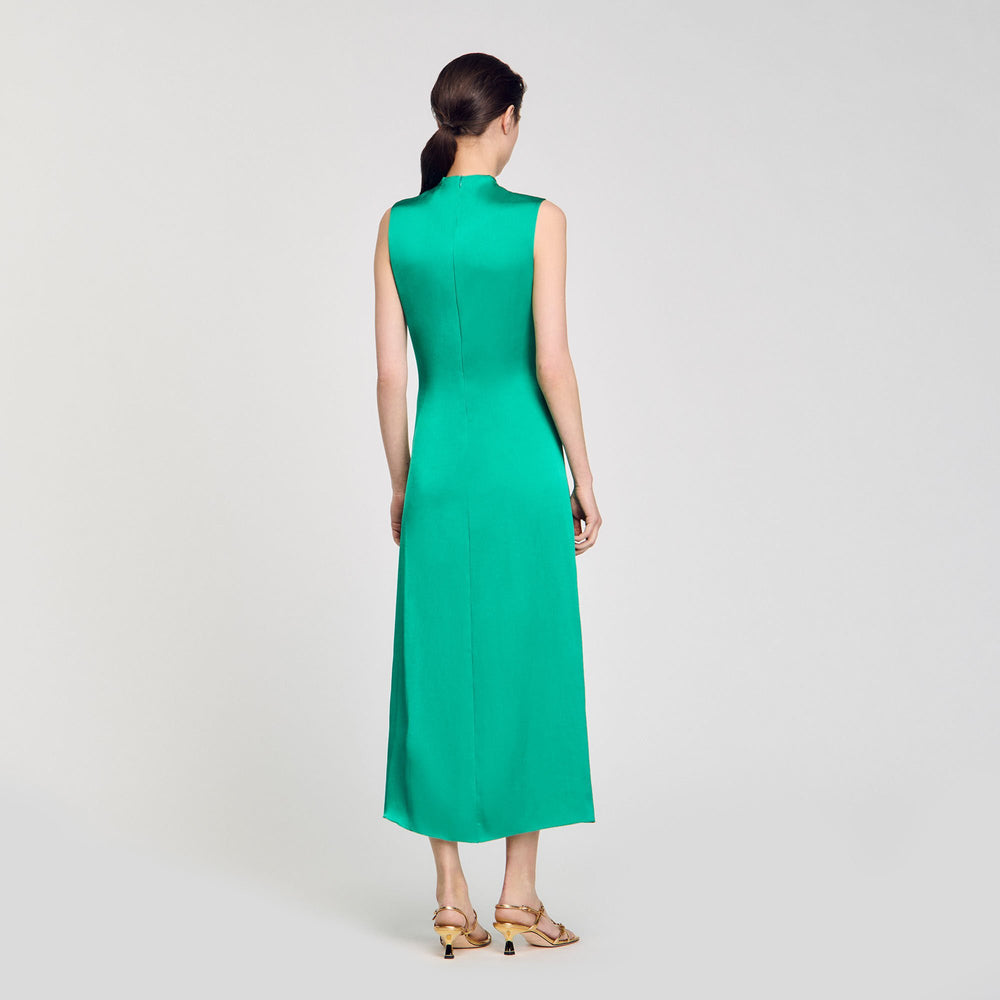 Sandro / Draped satin-effect dress Emeuraude Green