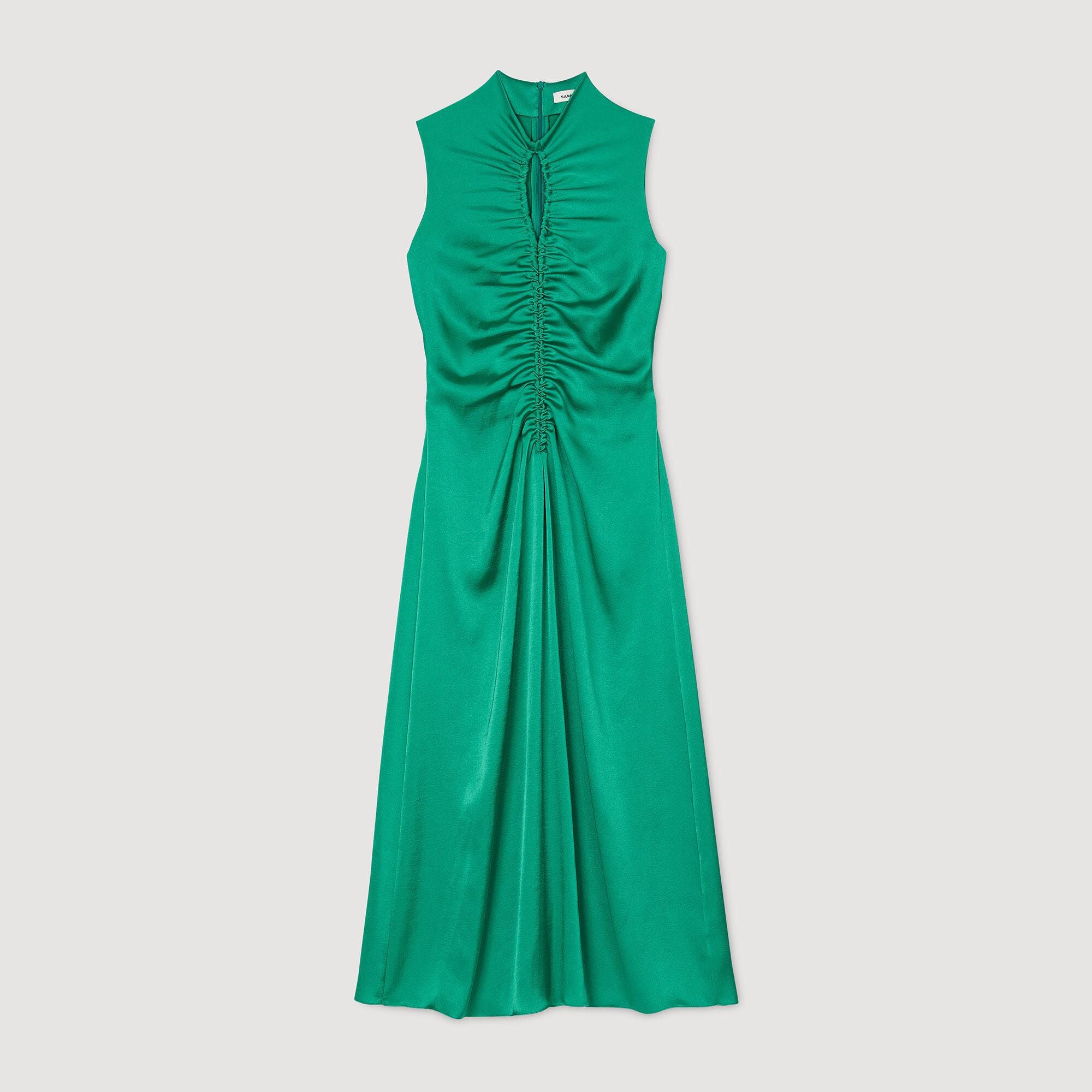 Sandro / Draped satin-effect dress Emeuraude Green