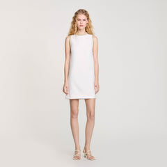 Sandro / mini dress with rhinestone details Ecru