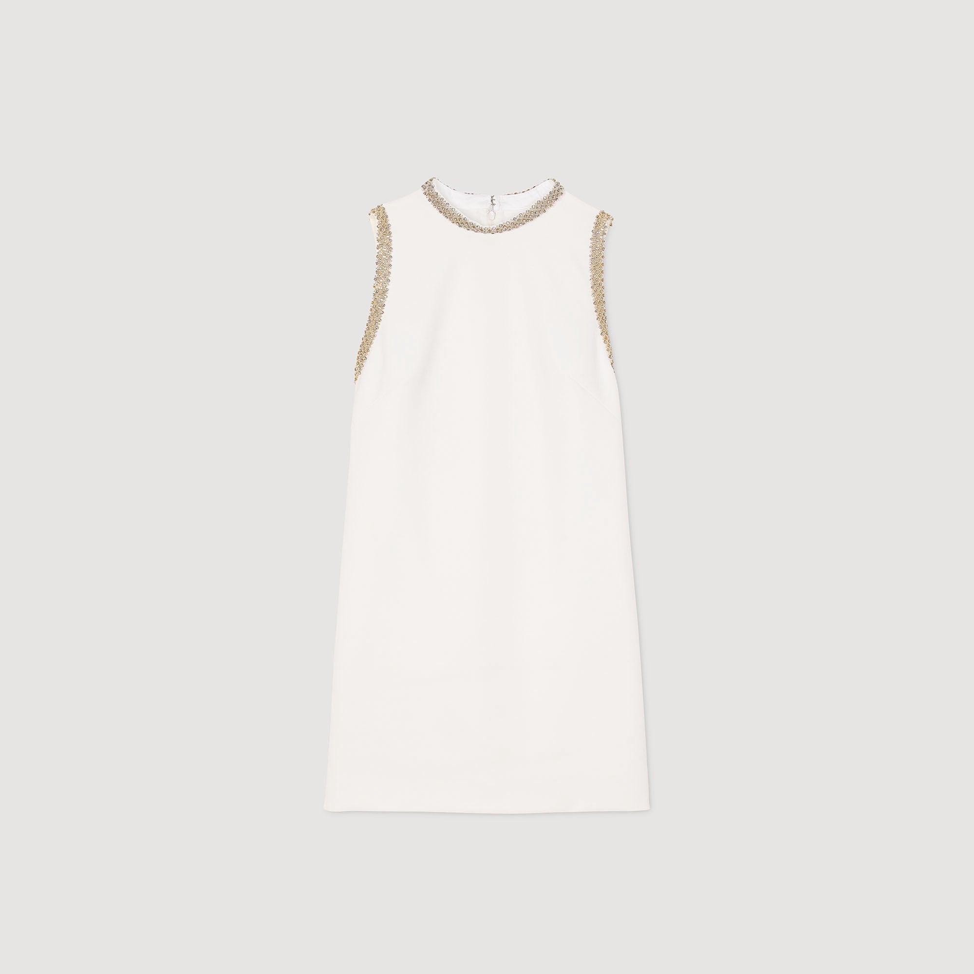 Sandro / mini dress with rhinestone details Ecru