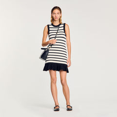 Sandro / Striped knit mini dress Ecru / Black