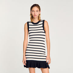 Sandro / Striped knit mini dress Ecru / Black