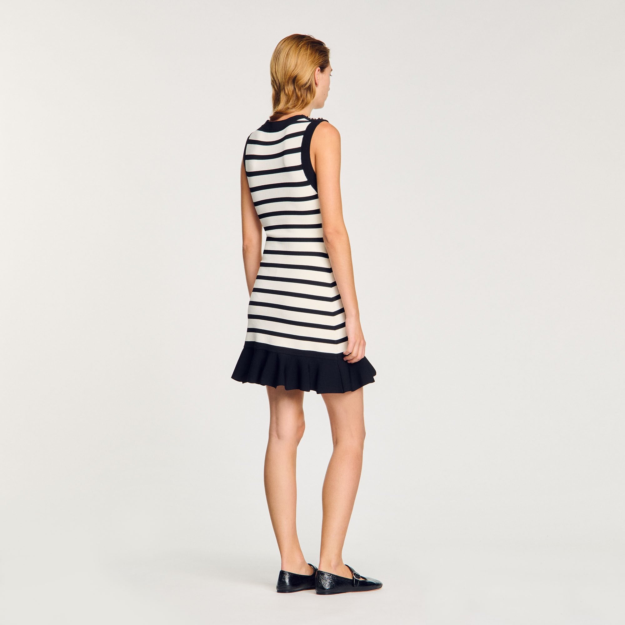 Sandro / Striped knit mini dress Ecru / Black