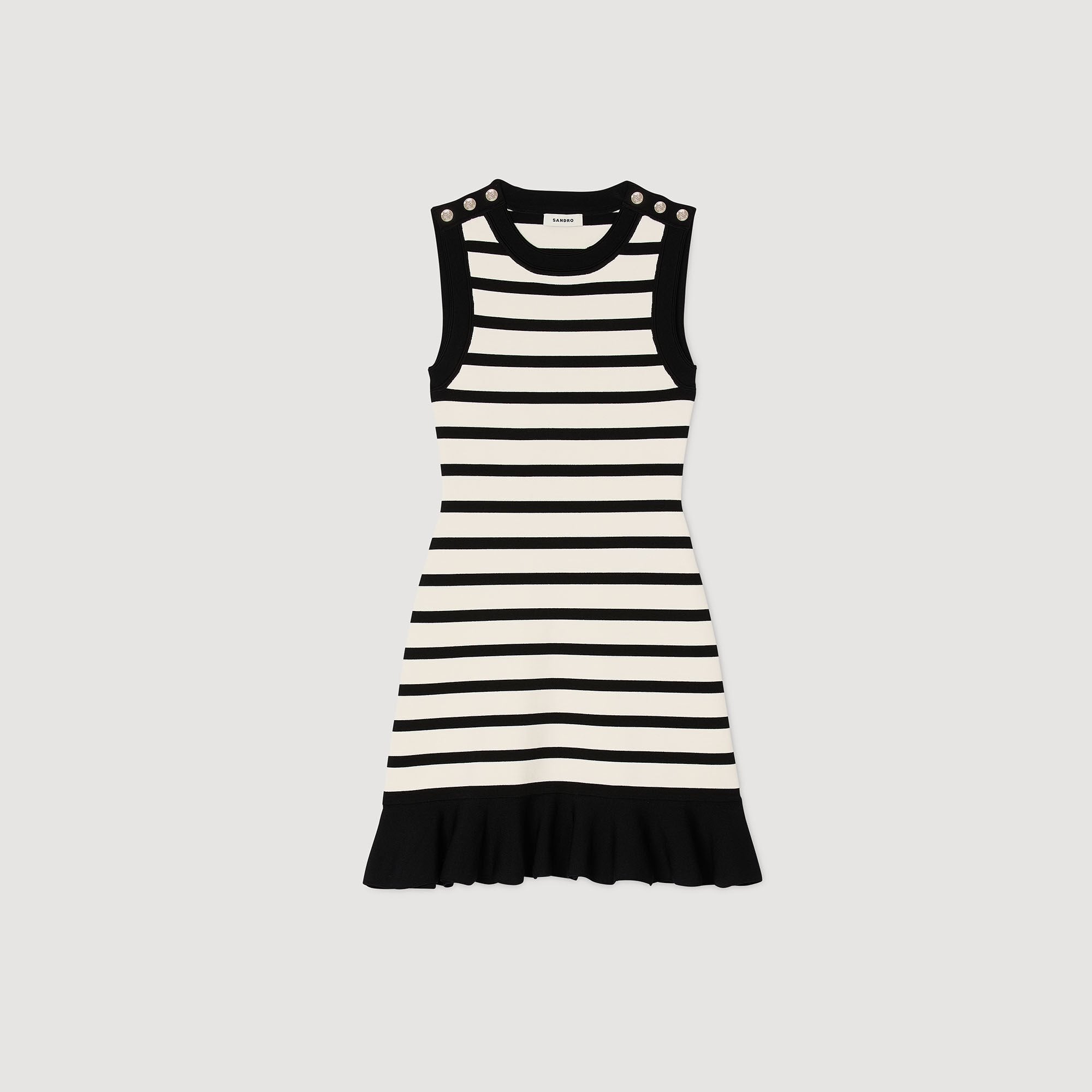 Sandro / Striped knit mini dress Ecru / Black