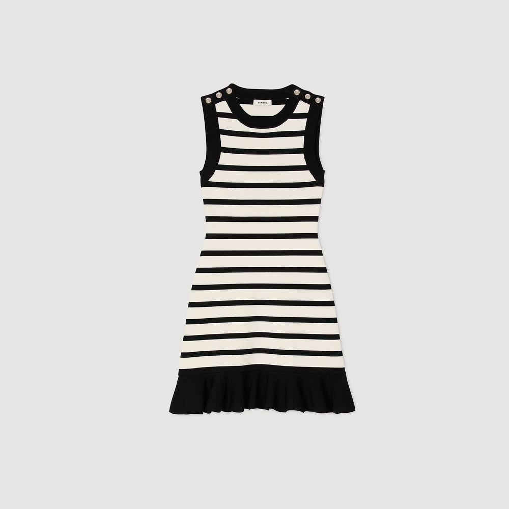 Sandro / Striped knit mini dress Ecru / Black
