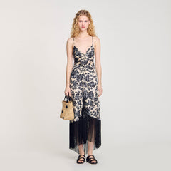Sandro / Floral print maxi dress Ecru / Black