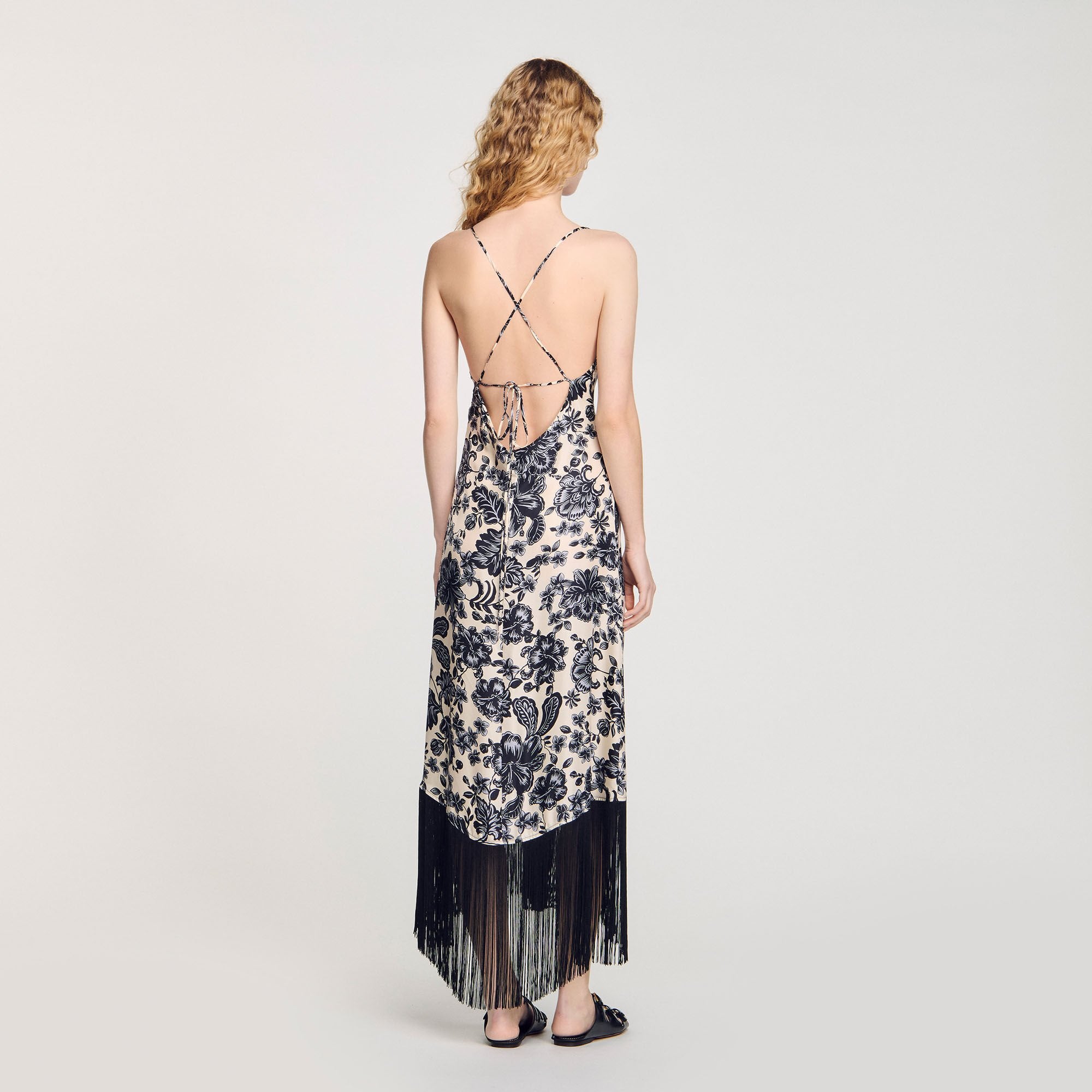 Sandro / Floral print maxi dress Ecru / Black