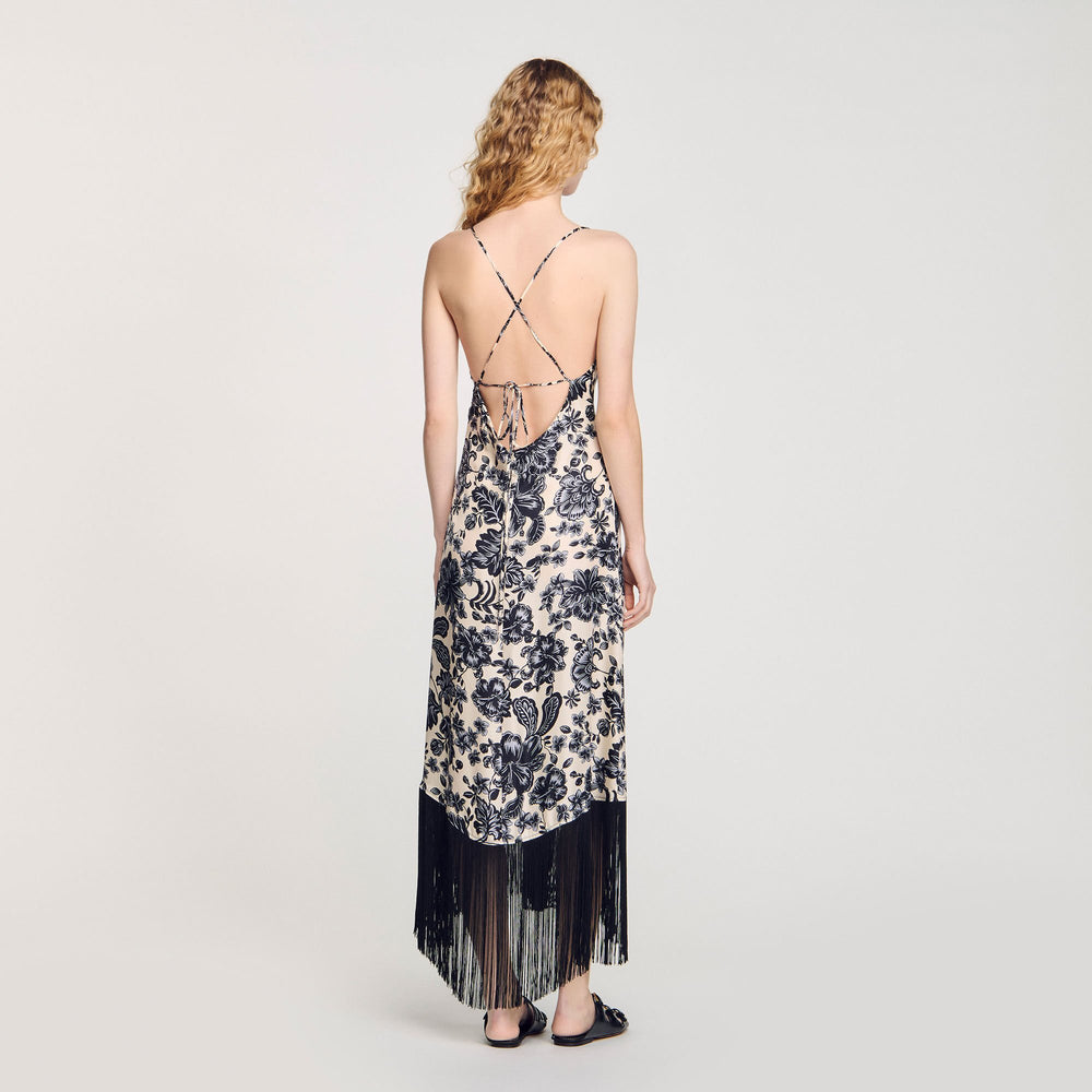 Sandro / Floral print maxi dress Ecru / Black