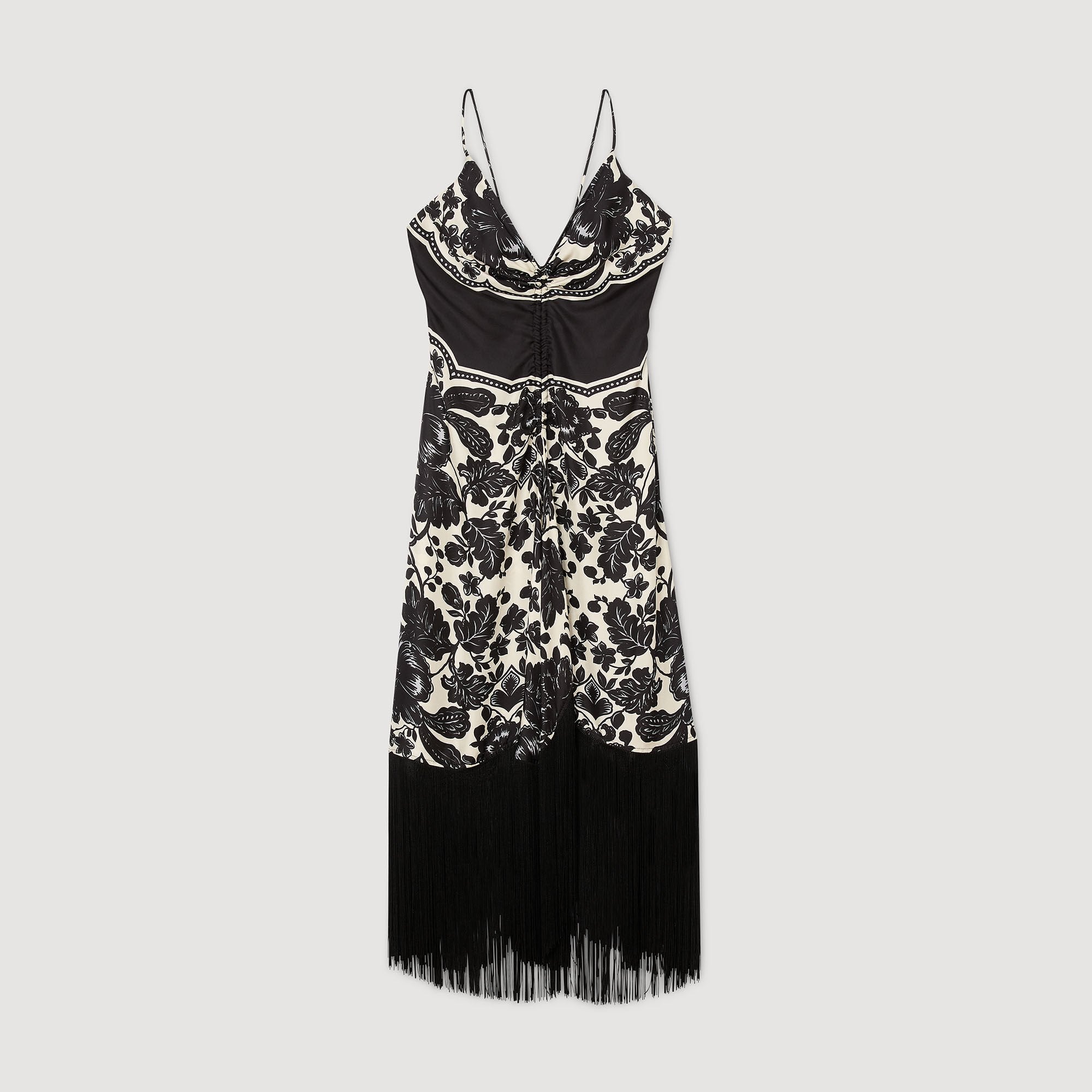 Sandro / Floral print maxi dress Ecru / Black