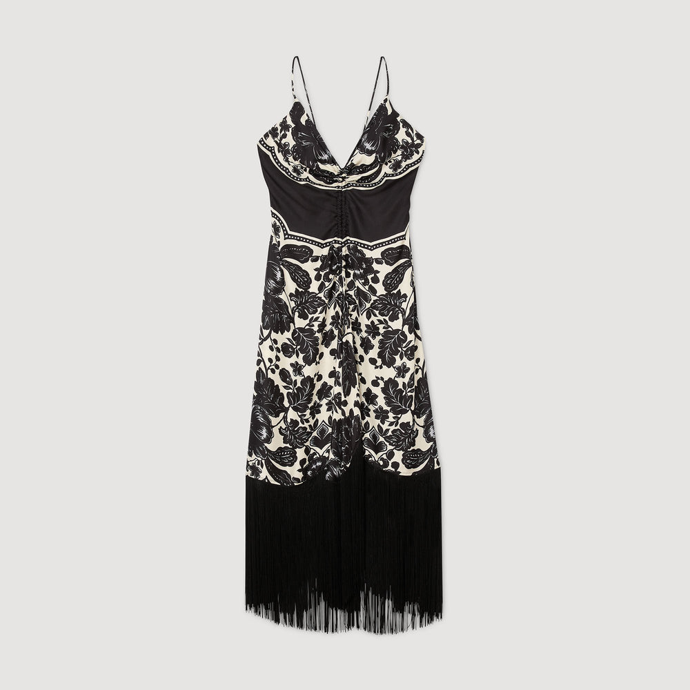 Sandro / Floral print maxi dress Ecru / Black