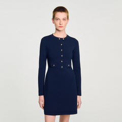 Sandro / Mini button-up knit dress Navy Blue