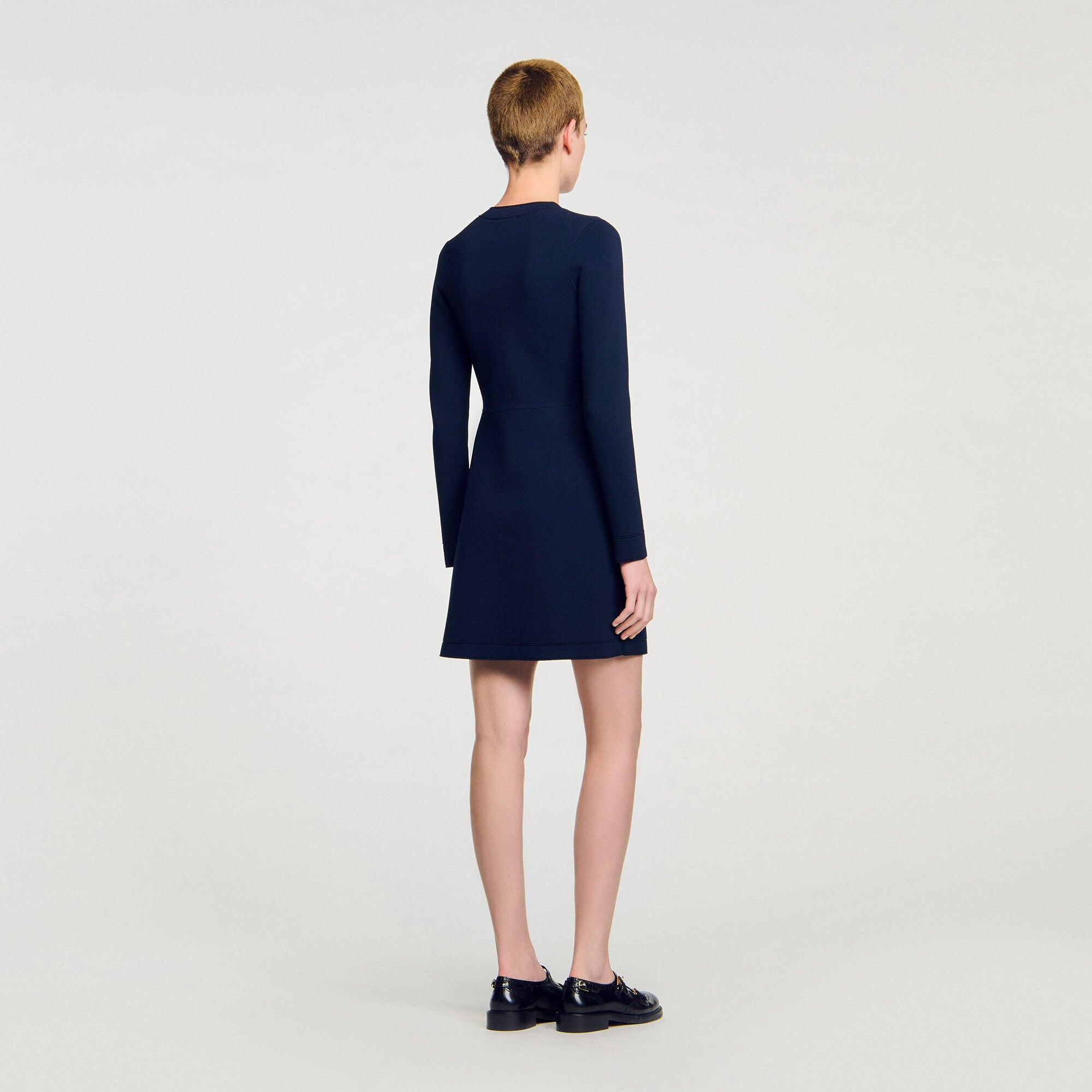 Sandro / Mini button-up knit dress Navy Blue