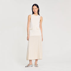 Sandro / Pearl bead knit maxi dress Ecru