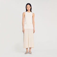 Sandro / Pearl bead knit maxi dress Ecru