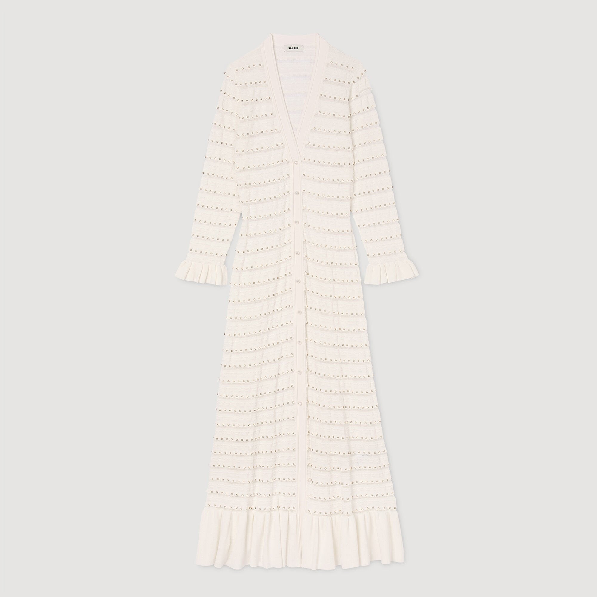 Sandro / Maxi dress with pearl details Ecru