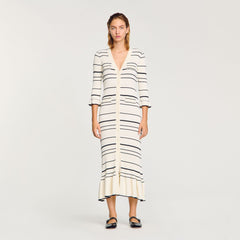 Sandro / Striped knit maxi dress Ecru